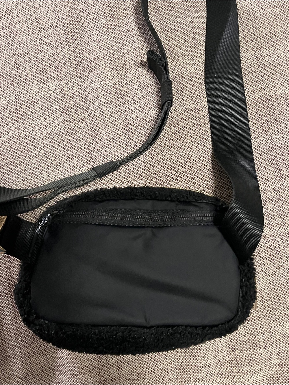 lululemon Black Sherpa Fur Crossbody Bag with Gold Hardware - Picture 3 of 8